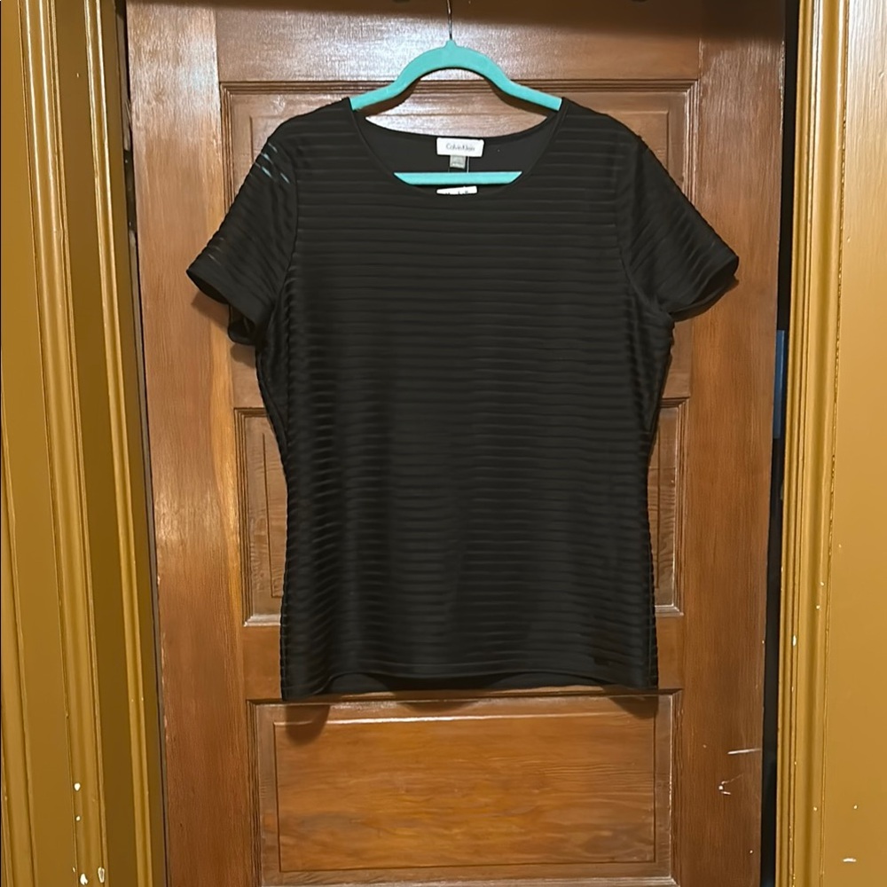Calvin Klein Black Fitted Ribbed Short Sleeve T-Shirt